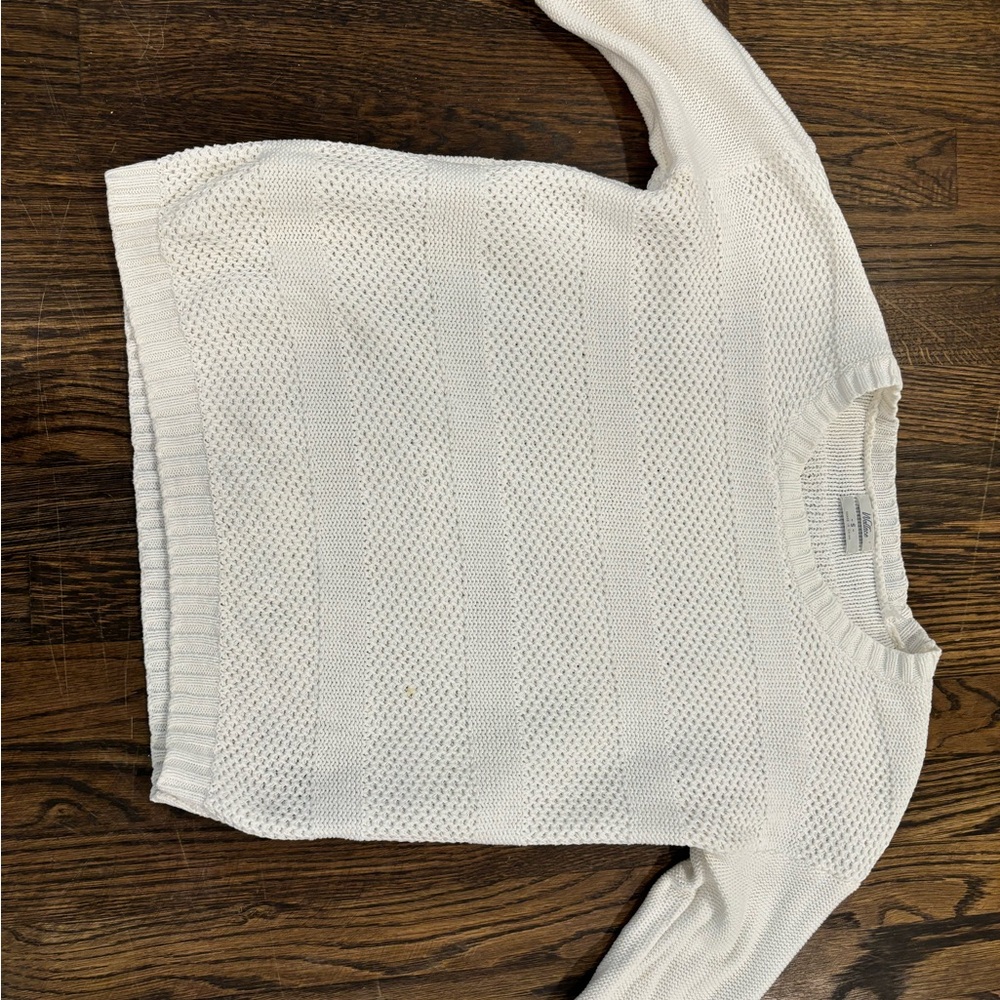 Classic White Knit Crew Neck Sweater